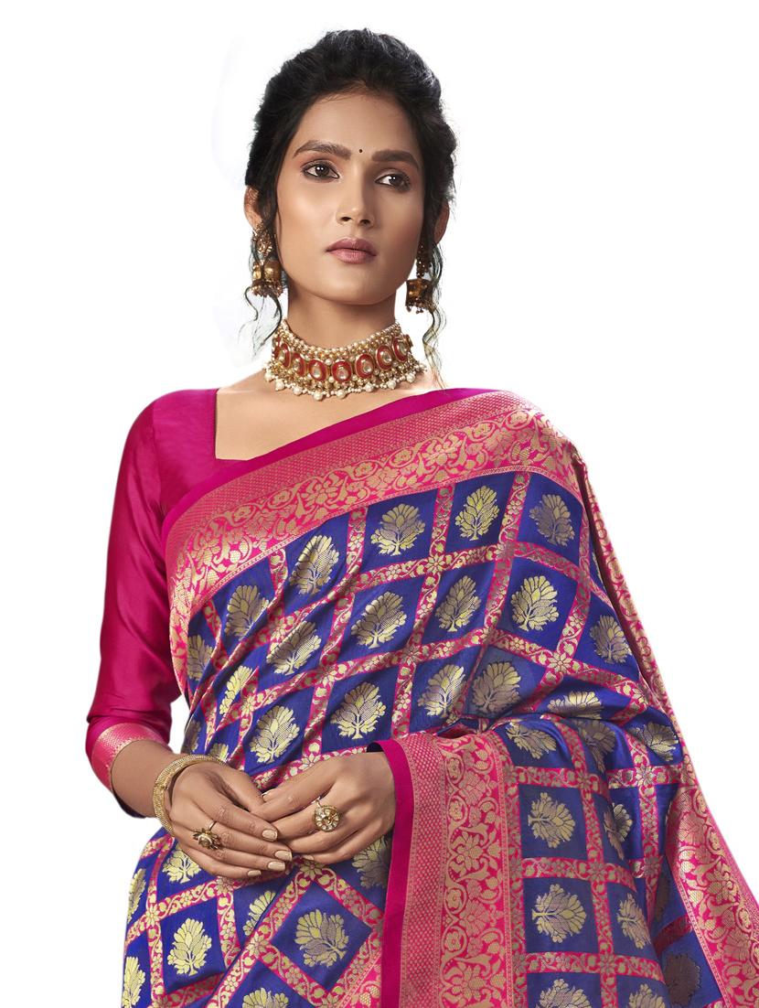 jacquard woven saree with blouse - 17611858 - Zoom Image - 2
