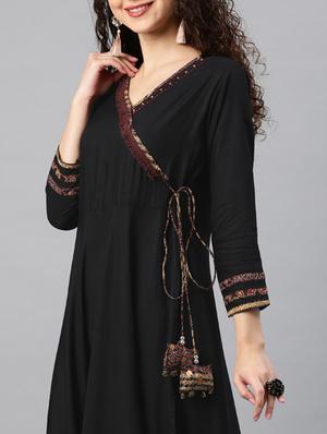 solid angrakha kurta - 17612621 - Standard Image - 4
