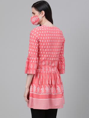 peach rayon flared kurti - 17612623 - Standard Image - 3