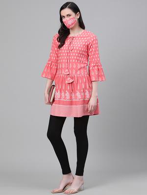 peach rayon flared kurti - 17612623 - Standard Image - 4