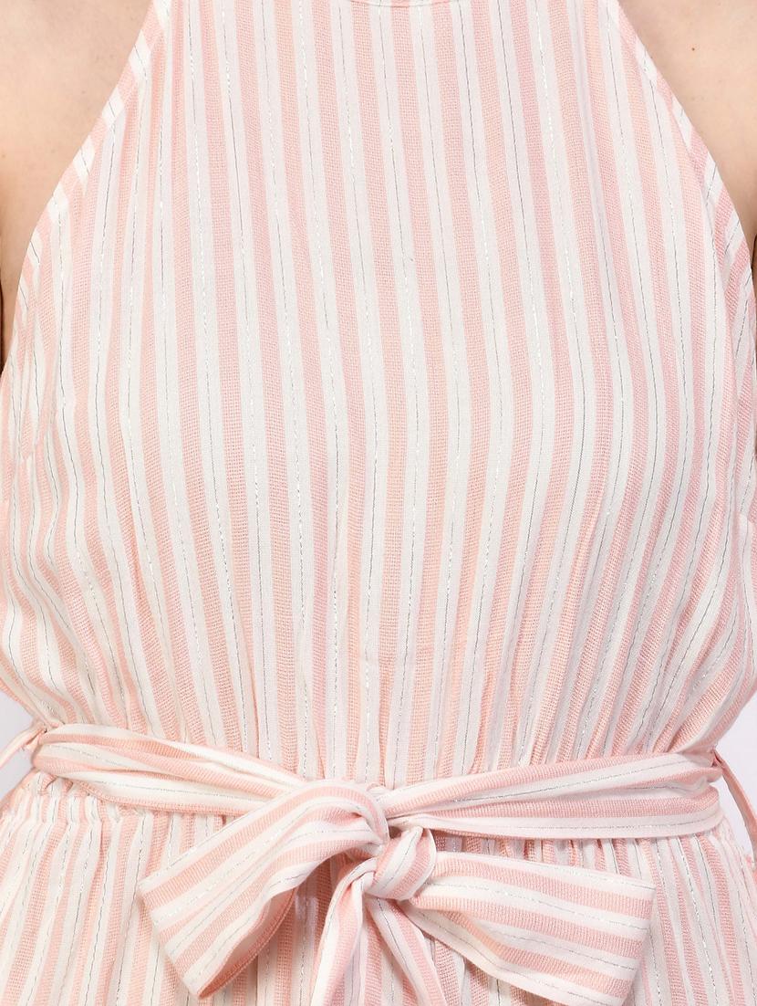 tie front striped full leg jumpsuit - 17612630 - Zoom Image - 4