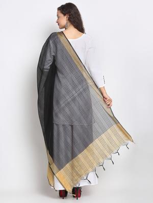 black chanderi banarasi dupatta - 17612730 - Standard Image - 3