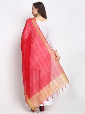 red chanderi banarasi dupatta - 17612731 - Standard Image - 3