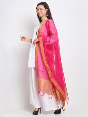 magenta chanderi banarasi dupatta - 17612734 - Standard Image - 2