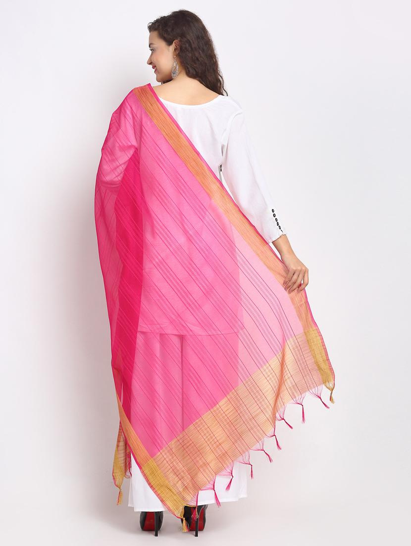 magenta chanderi banarasi dupatta - 17612734 - Zoom Image - 3
