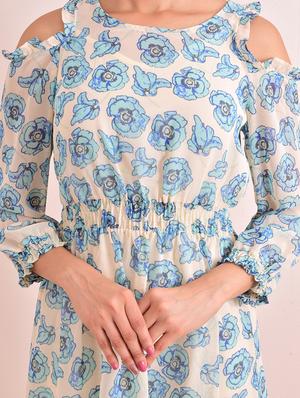 cold shoulder floral a-line dress - 17612775 - Standard Image - 4