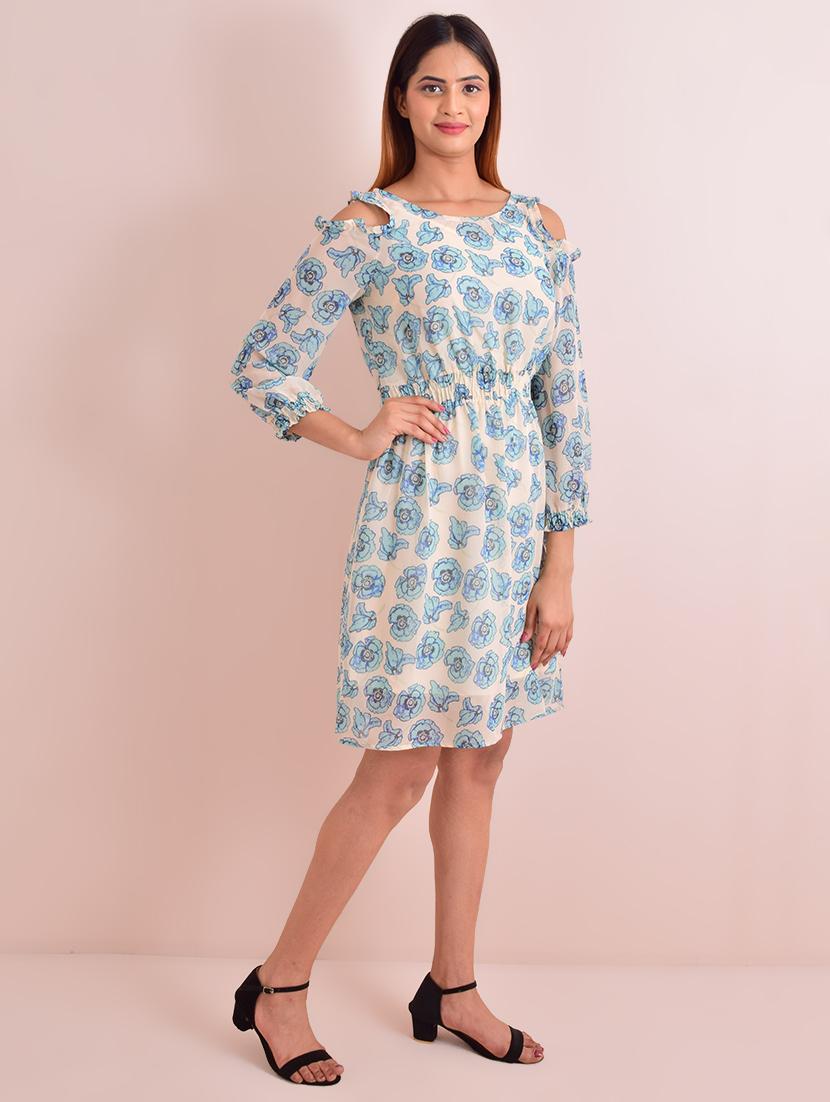 cold shoulder floral a-line dress - 17612775 - Zoom Image - 2