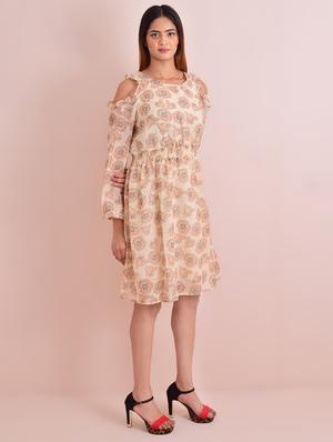 cold shoulder floral a-line dress - 17612776 - Standard Image - 2