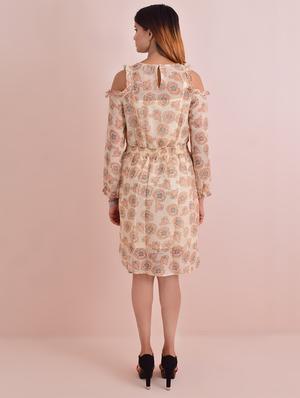 cold shoulder floral a-line dress - 17612776 - Standard Image - 3
