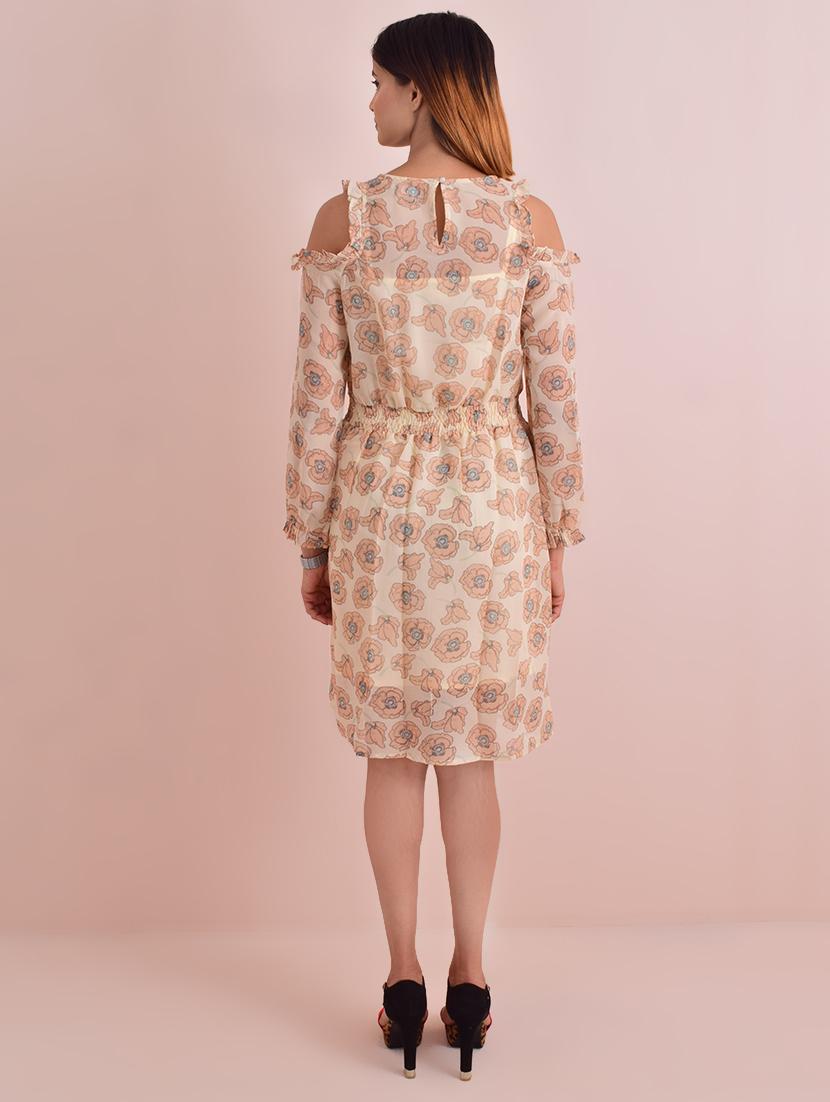 cold shoulder floral a-line dress - 17612776 - Zoom Image - 3