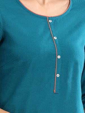 blue printed straight kurti - 17613177 - Standard Image - 5