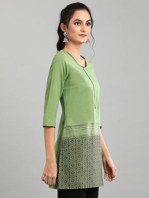 green printed straight kurti - 17613178 - Standard Image - 2