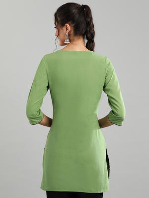 green printed straight kurti - 17613178 - Standard Image - 3
