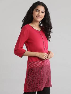 red printed straight kurti - 17613180 - Standard Image - 2
