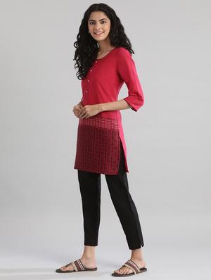 red printed straight kurti - 17613180 - Standard Image - 4