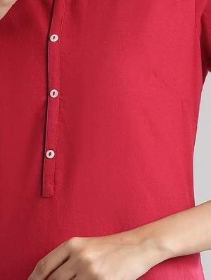red printed straight kurti - 17613180 - Standard Image - 5