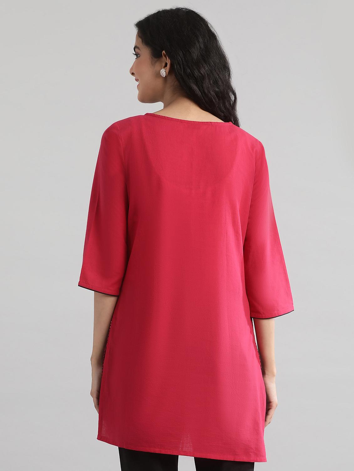 red printed straight kurti - 17613180 - Zoom Image - 3