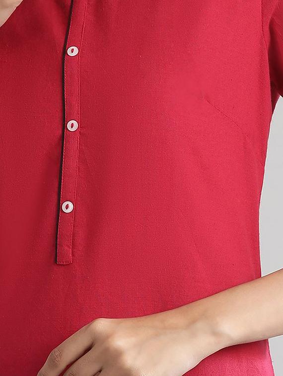 red printed straight kurti - 17613180 - Zoom Image - 5
