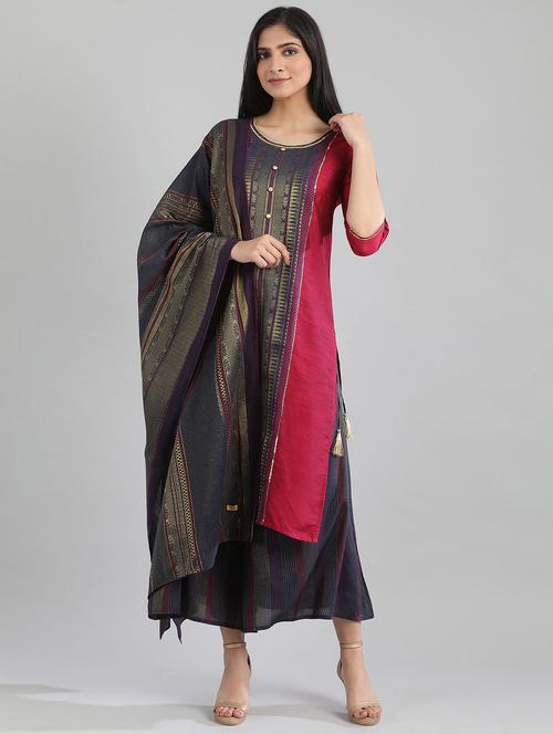pink printed straight kurta - 17613220 - Standard Image - 1