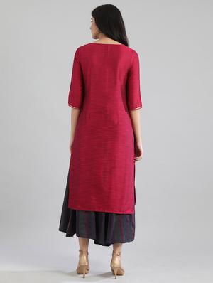 pink printed straight kurta - 17613220 - Standard Image - 3