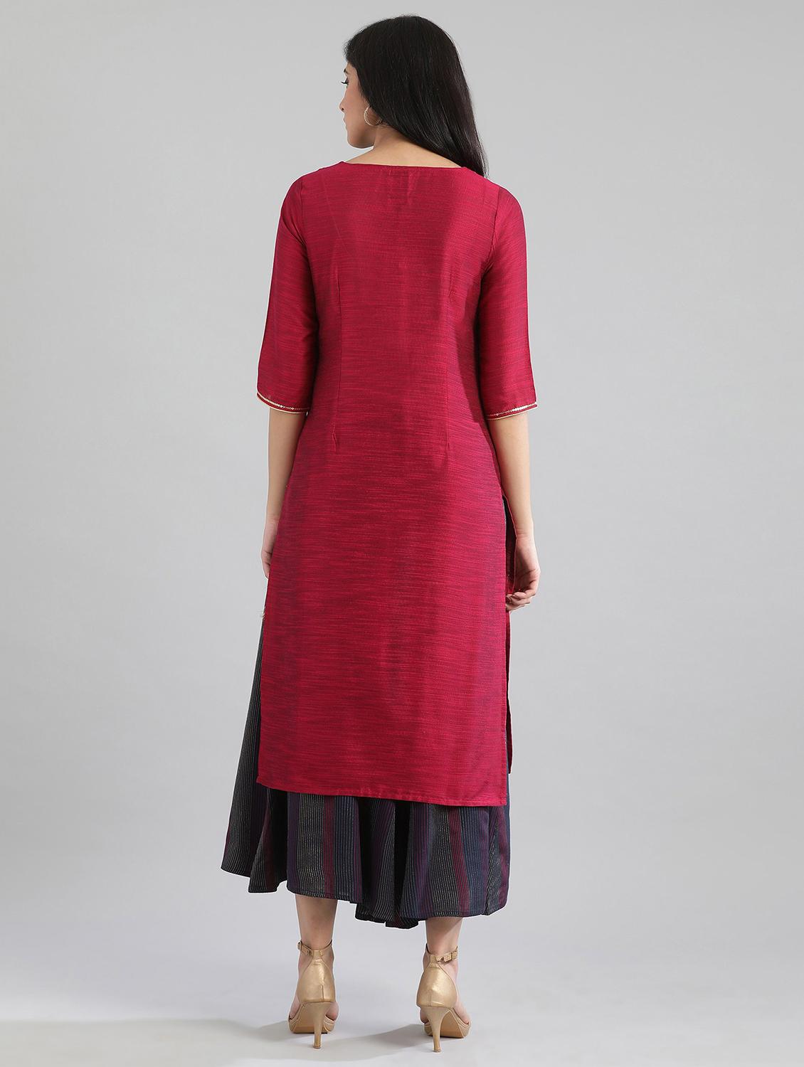 pink printed straight kurta - 17613220 - Zoom Image - 3