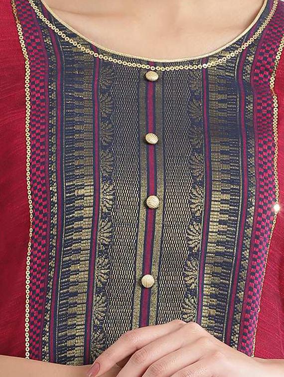 pink printed straight kurta - 17613220 - Zoom Image - 4