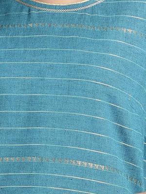 blue solid straight kurta - 17613223 - Standard Image - 4