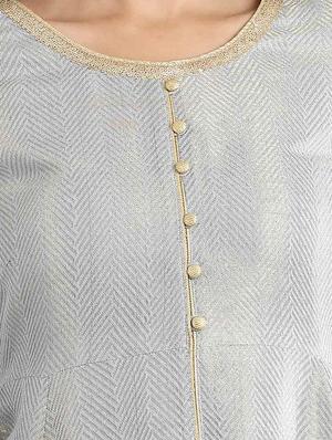 blue solid a-line kurta - 17613229 - Standard Image - 4