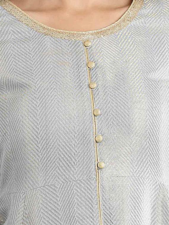 blue solid a-line kurta - 17613229 - Zoom Image - 4