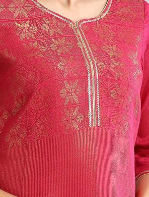 pink rayon straight kurta - 17613235 - Standard Image - 4