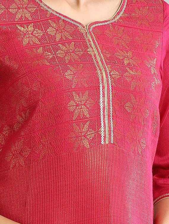 pink rayon straight kurta - 17613235 - Zoom Image - 4