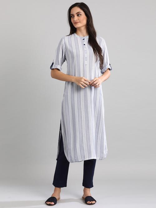 striped straight kurta - 17613239 - Standard Image - 1