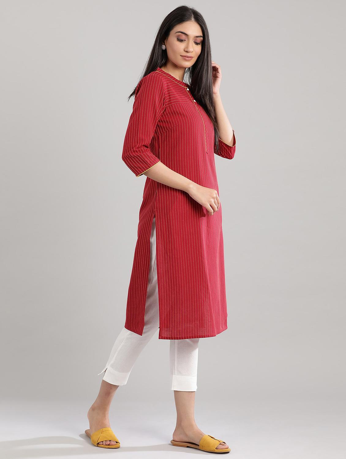 striped straight kurta - 17613246 - Zoom Image - 2