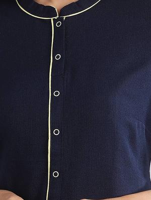 navy solid straight kurta - 17613259 - Standard Image - 4