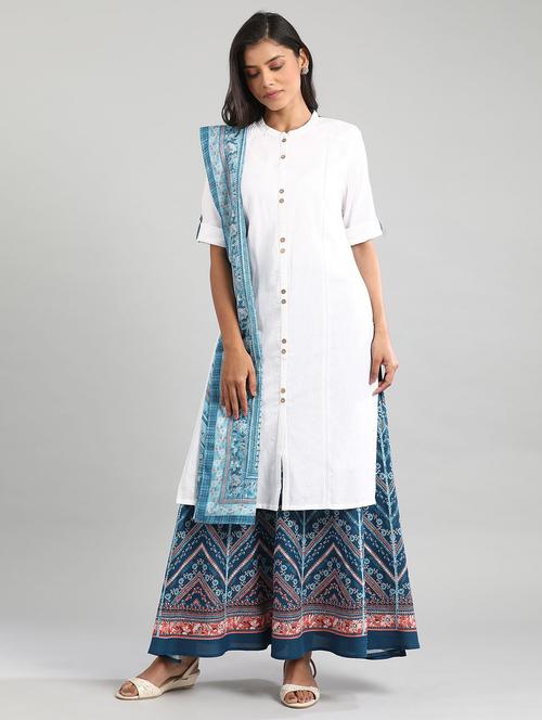 white solid straight kurta - 17613264 - Standard Image - 1
