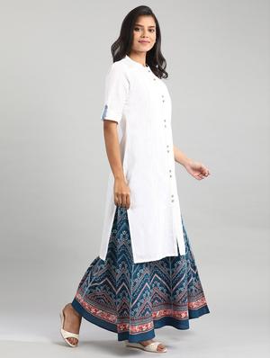 white solid straight kurta - 17613264 - Standard Image - 2