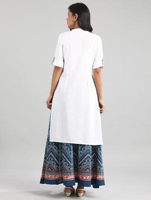 white solid straight kurta - 17613264 - Standard Image - 3
