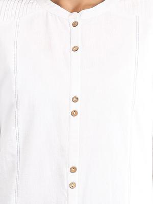 white solid straight kurta - 17613264 - Standard Image - 4
