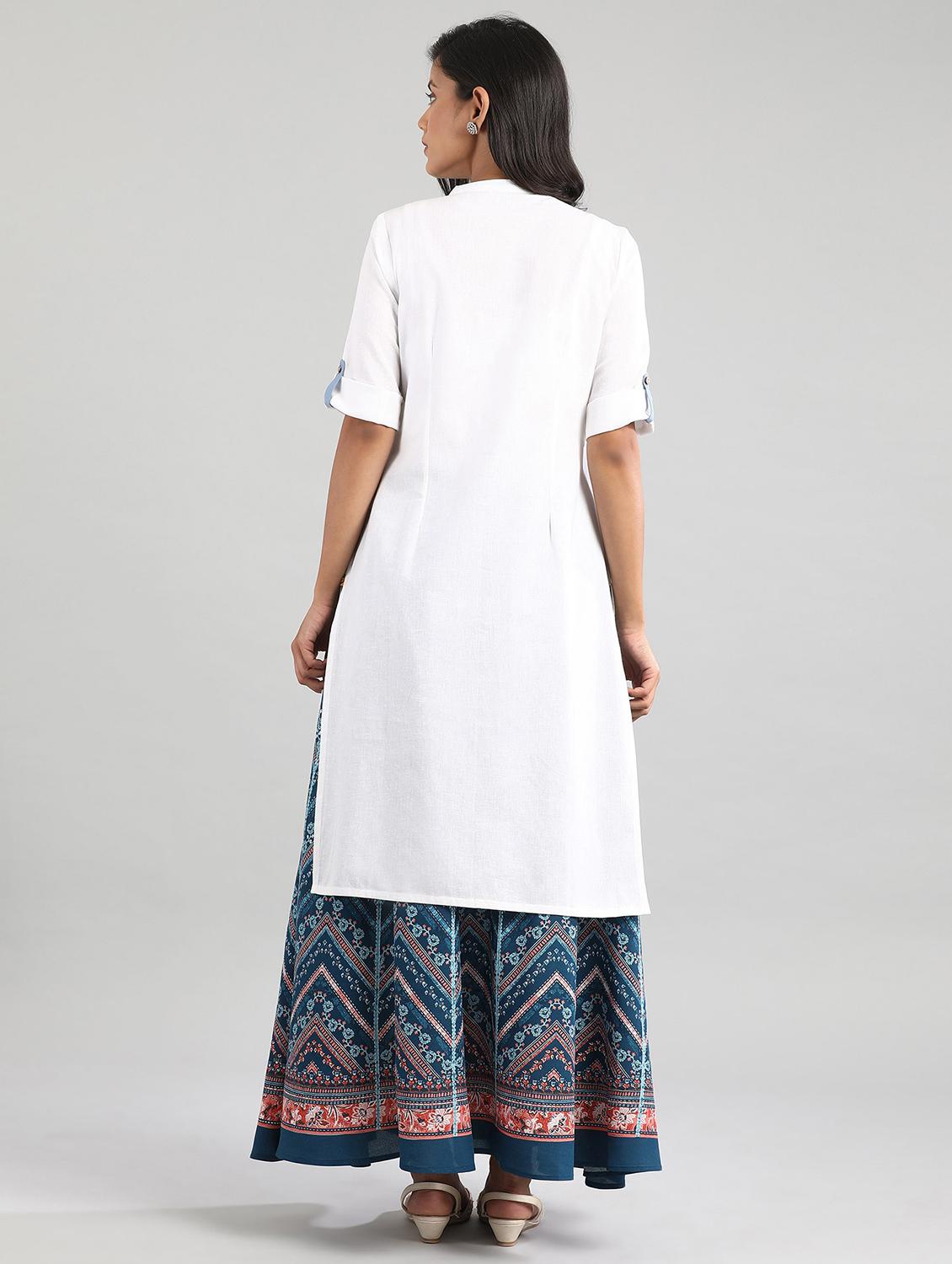 white solid straight kurta - 17613264 - Zoom Image - 3