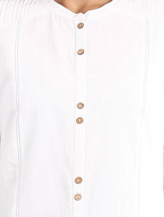 white solid straight kurta - 17613264 - Zoom Image - 4
