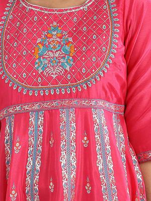pink printed a-line kurta - 17613266 - Standard Image - 4