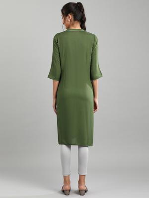 printed straight kurta - 17613271 - Standard Image - 3