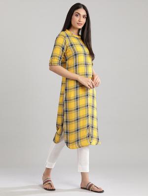 yellow printed straight kurta - 17613276 - Standard Image - 2