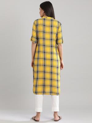 yellow printed straight kurta - 17613276 - Standard Image - 3