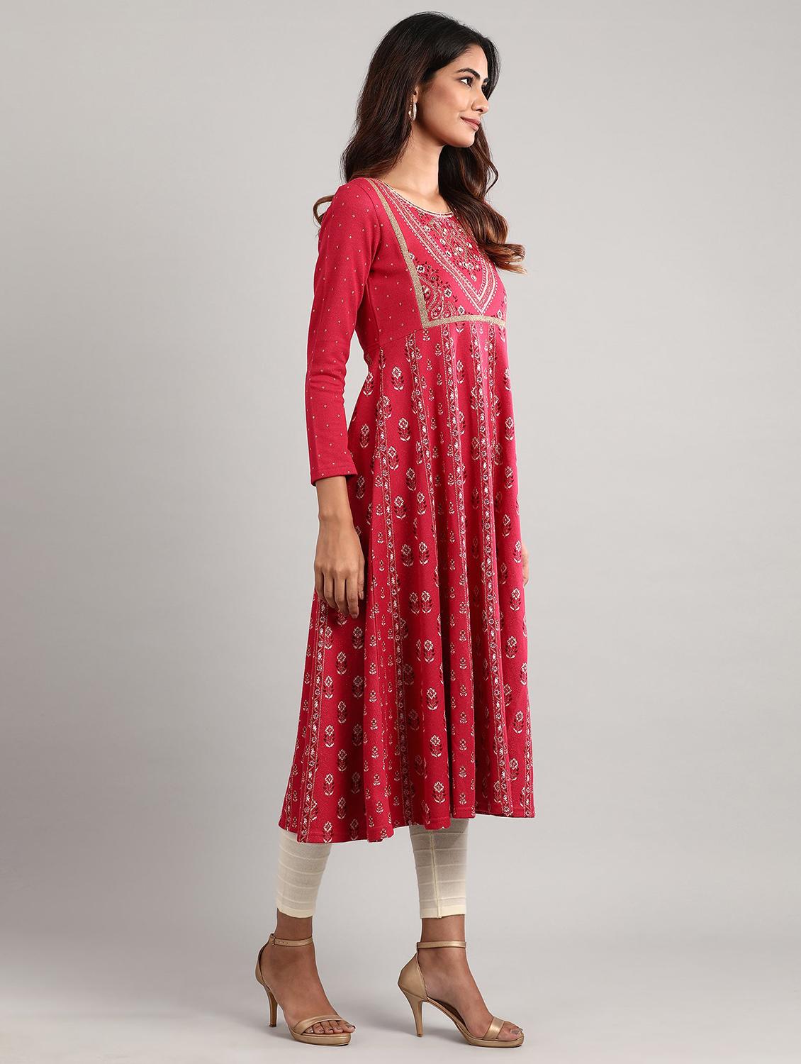 pink printed straight kurta - 17613283 - Zoom Image - 2