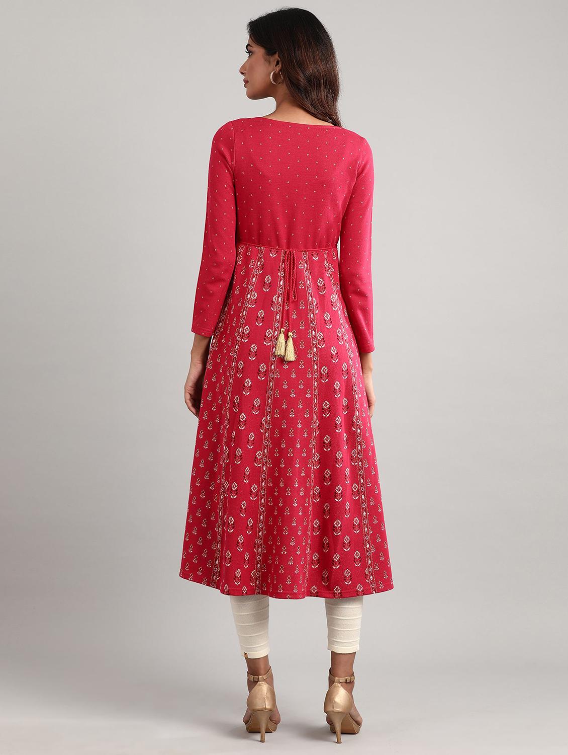 pink printed straight kurta - 17613283 - Zoom Image - 3