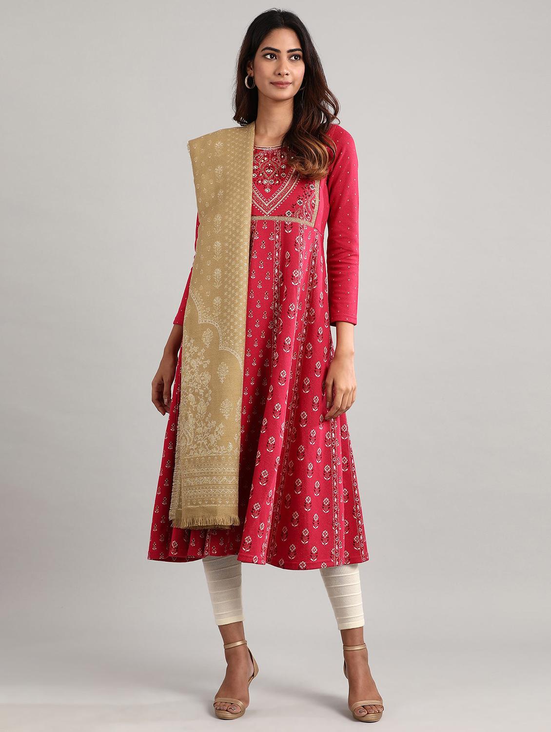 pink printed straight kurta - 17613283 - Zoom Image - 4