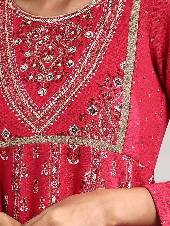 pink printed straight kurta - 17613283 - Zoom Image - 5