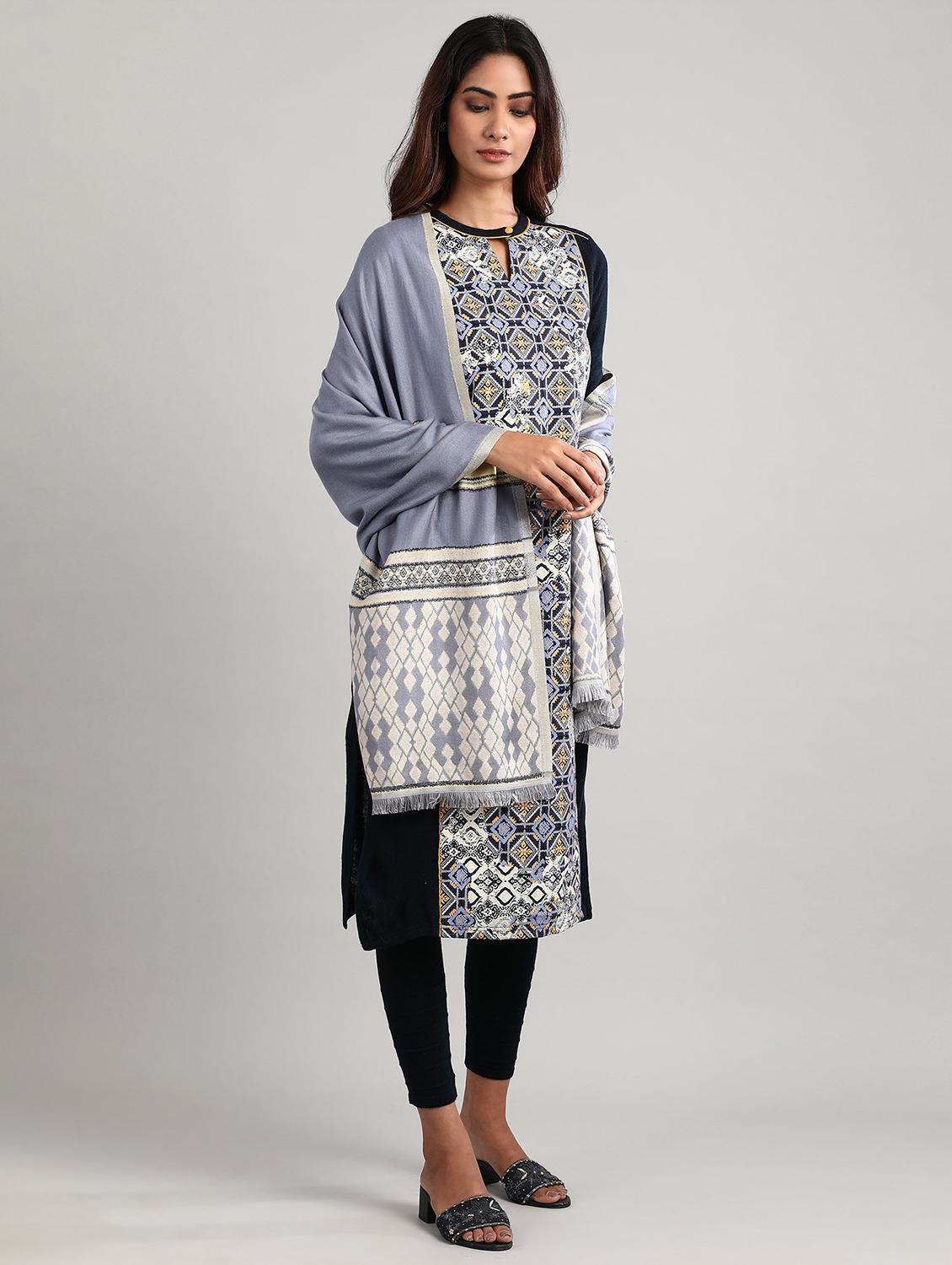 navy printed straight kurta - 17613293 - Zoom Image - 4