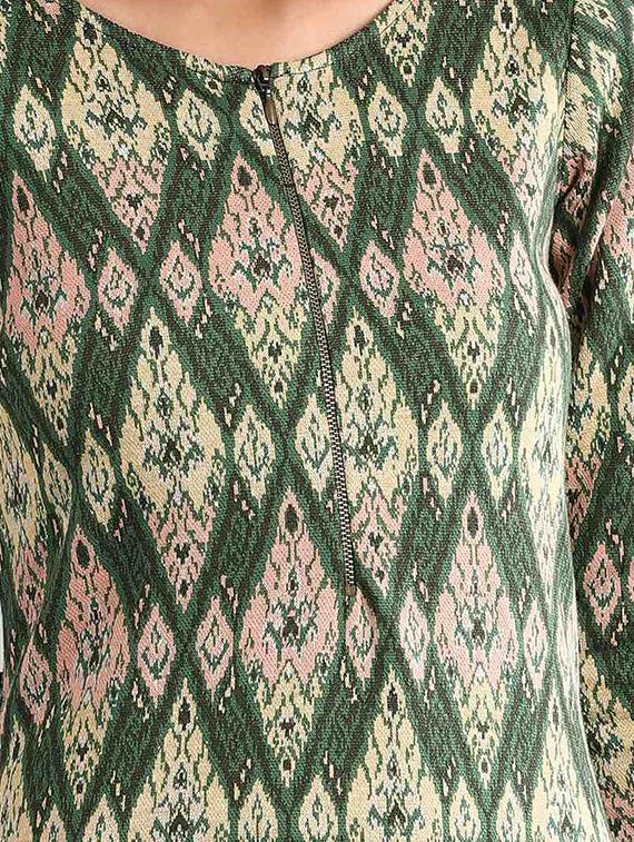 green printed straight kurta - 17613296 - Zoom Image - 4